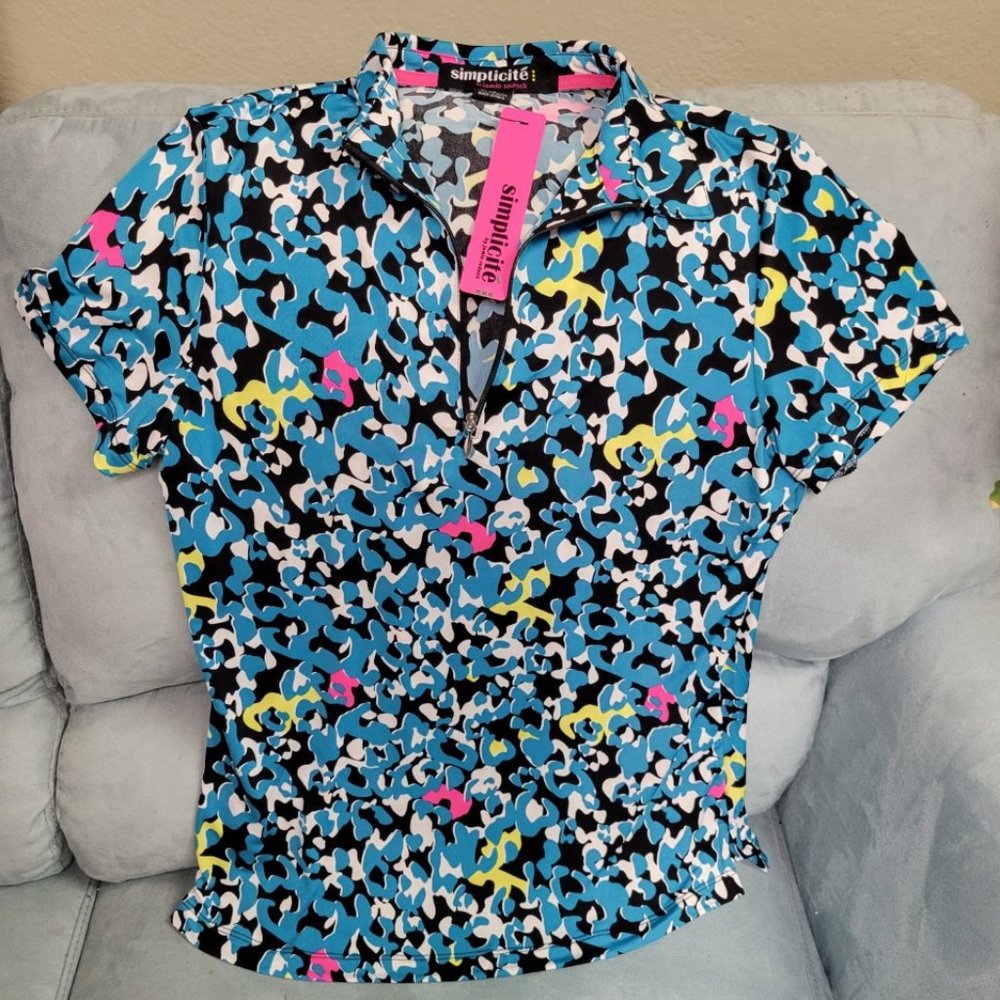 Jamie Sadock Simplicité Short Sleeve Athletic Top 1/4 zip